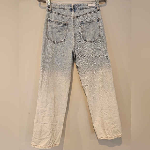 Blank NYC Size 27 The Baxter Rib Cage Straight Leg Button Fly Blue White Jeans - Picture 3 of 9